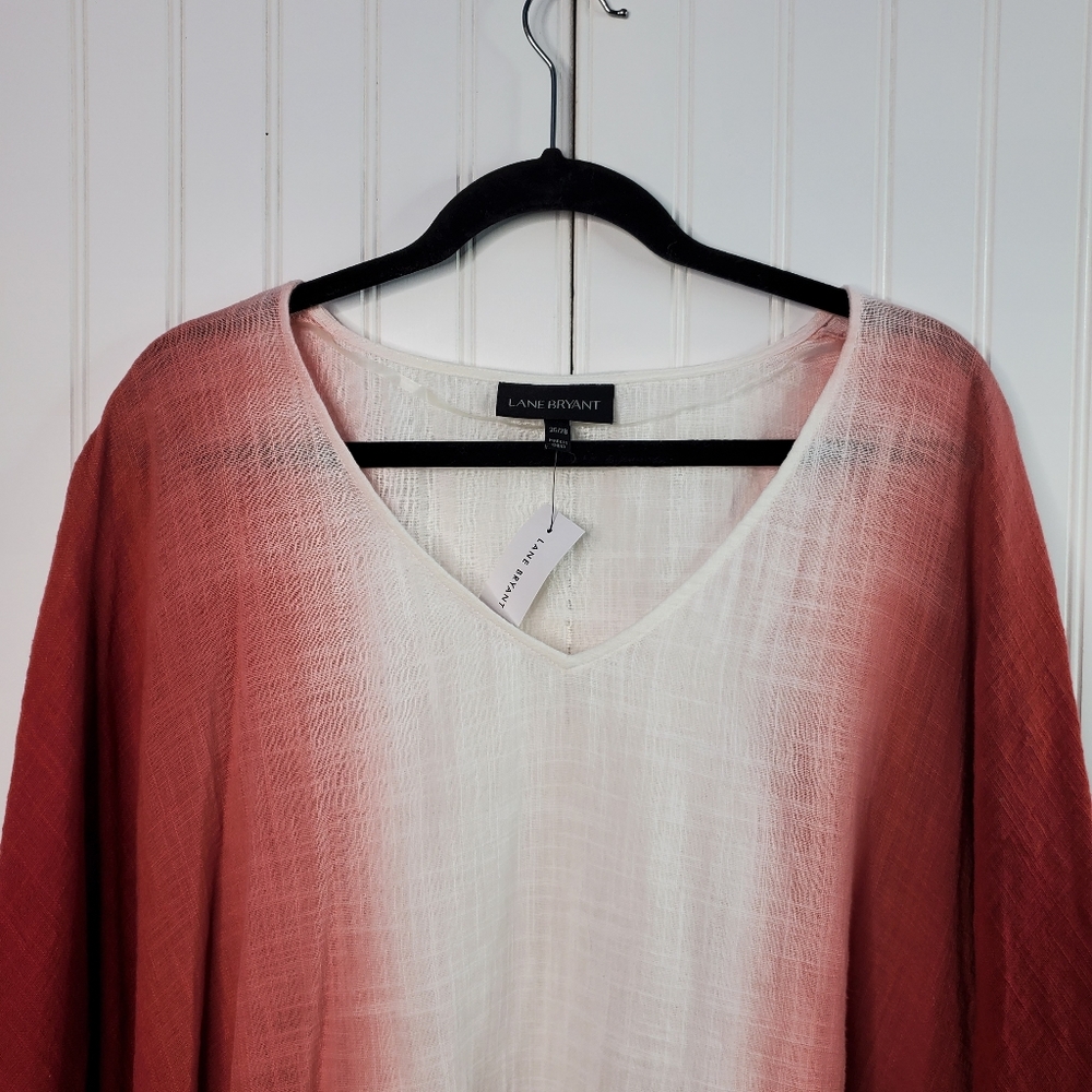 Lane Bryant Red Ombre Ruffle Hem Top Size 26/28 - Picture 4 of 9